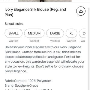 Southern Grace Ivory Silk Blouse